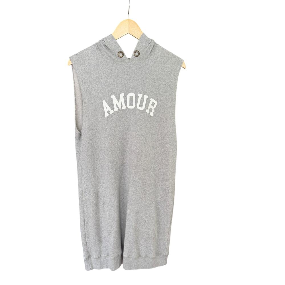 Zadig & Voltaire Amour Hooded Sweatshirt Dress Medium Gray Cotton Modal Pocket
